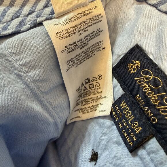 Brooks Brothers Milano Mens Chino Pants Straight Sky Blue Preppy 33x34 Pockets - Picture 4 of 11